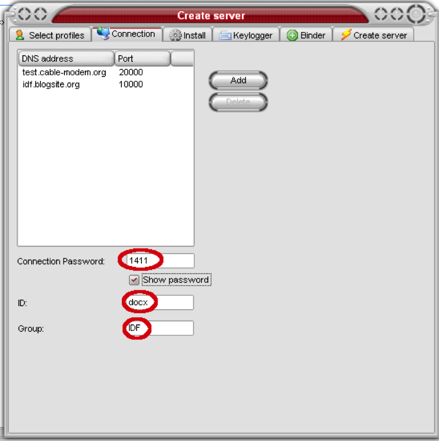 Figure 5. XtremeRAT controller connection settings