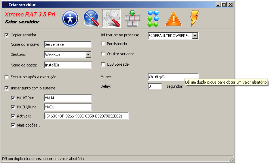 Figure 8. Portugese version of XtremeRAT controller